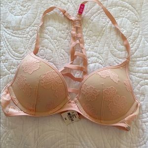 Pink lace bra